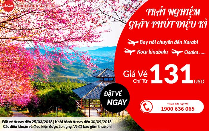 Air Asia khuyến mãi vé bay chỉ từ 131 USD